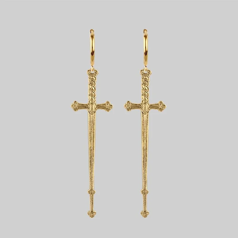 MERCY. Sword Hoop Earrings - Gold