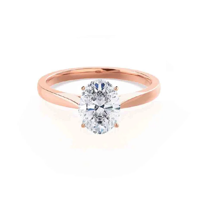 ISABELLA - Oval Moissanite 18k Rose Gold Solitaire Ring