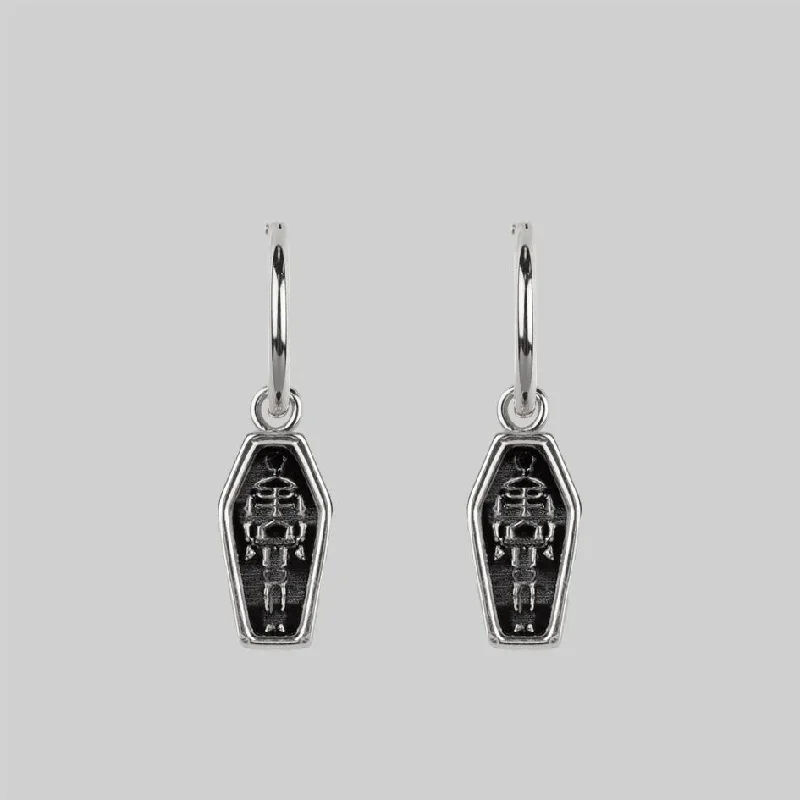 MORALITY. Skeleton Coffin Hoop Earrings - Silver