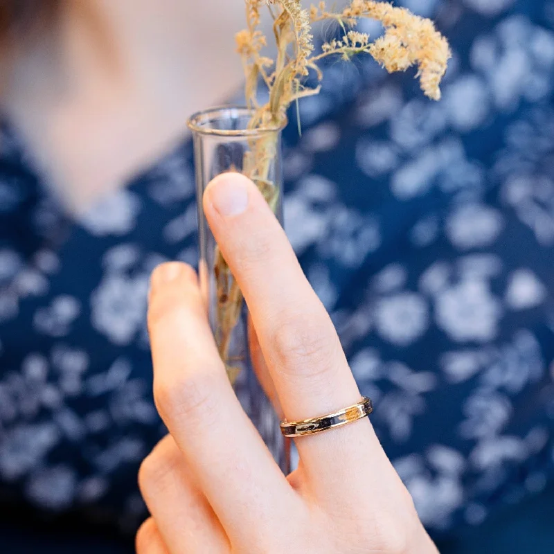 The Morisot | Women's Gold Wedding Band with Lilacs & Chrysanthemums