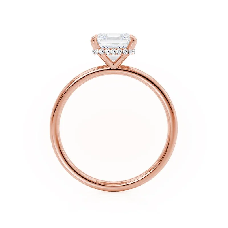 PARIS - Asscher Moissanite & Diamond 18k Rose Gold Hidden Halo