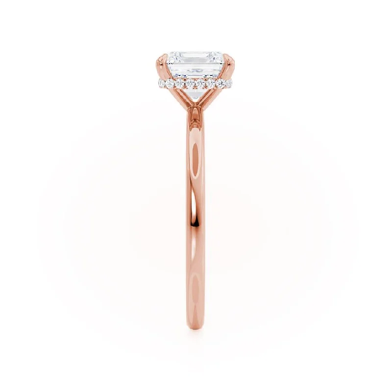 PARIS - Asscher Moissanite & Diamond 18k Rose Gold Hidden Halo