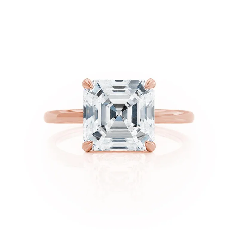 PARIS - Asscher Moissanite & Diamond 18k Rose Gold Hidden Halo