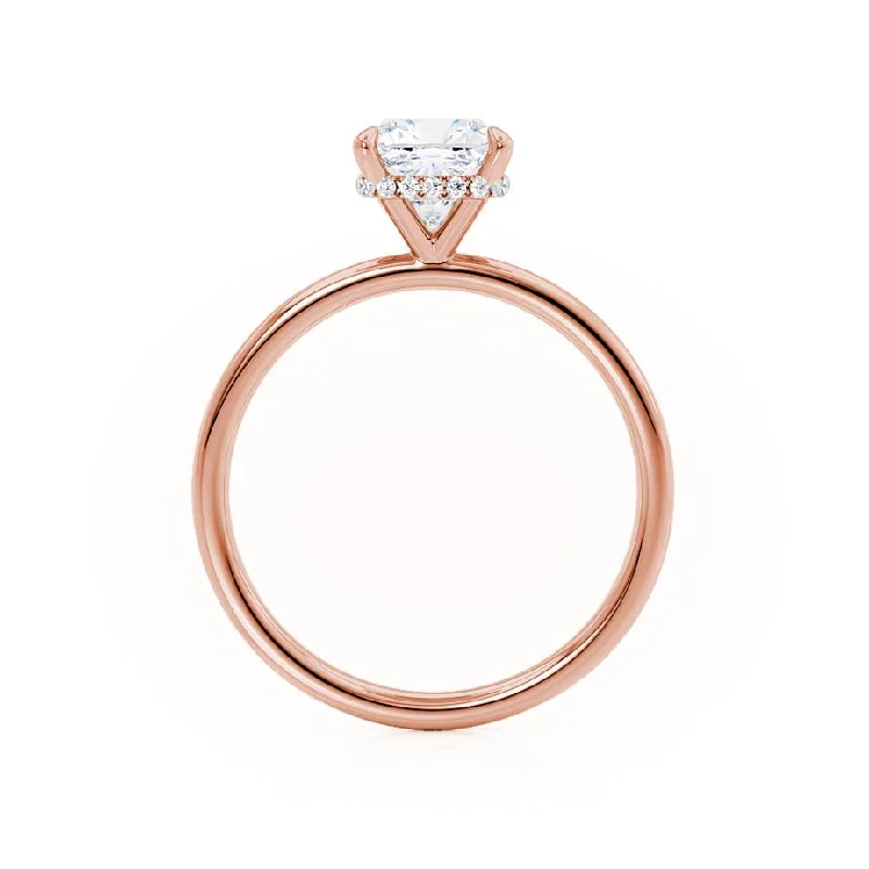 PARIS - Cushion Moissanite & Diamond 18k Rose Gold Hidden Halo