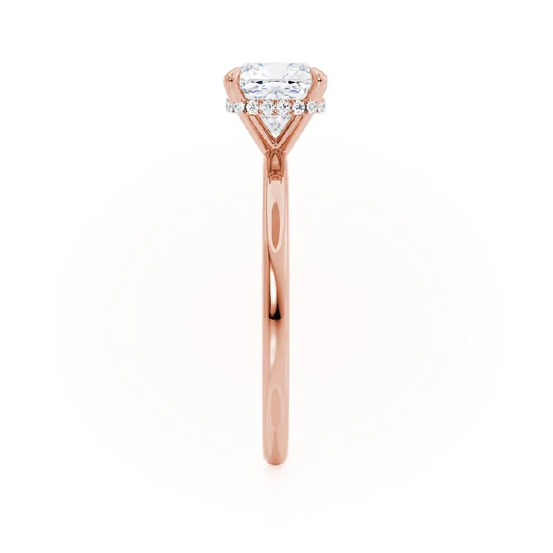 PARIS - Cushion Moissanite & Diamond 18k Rose Gold Hidden Halo