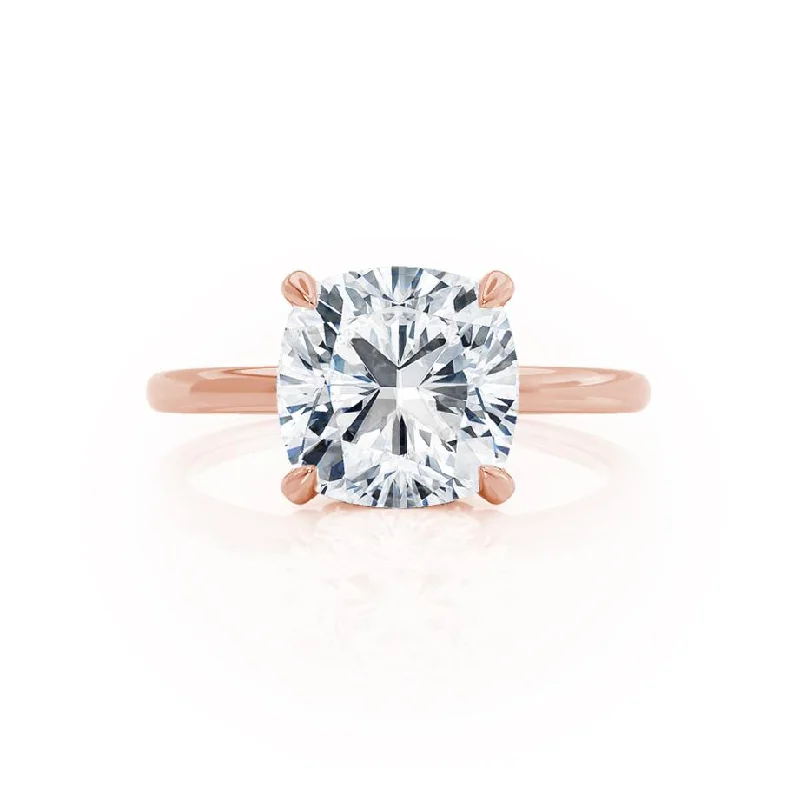 PARIS - Cushion Moissanite & Diamond 18k Rose Gold Hidden Halo