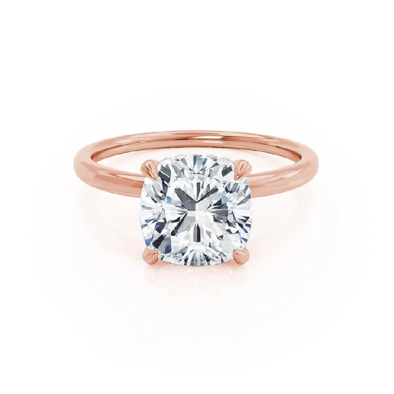 PARIS - Cushion Moissanite & Diamond 18k Rose Gold Hidden Halo