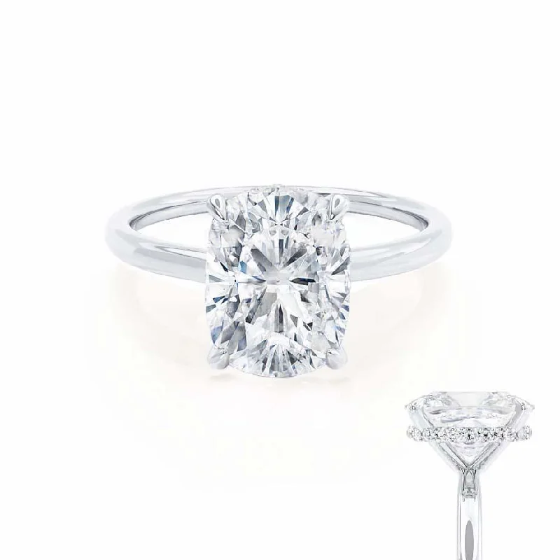 PARIS - Elongated Cushion Lab Diamond Platinum Hidden Halo