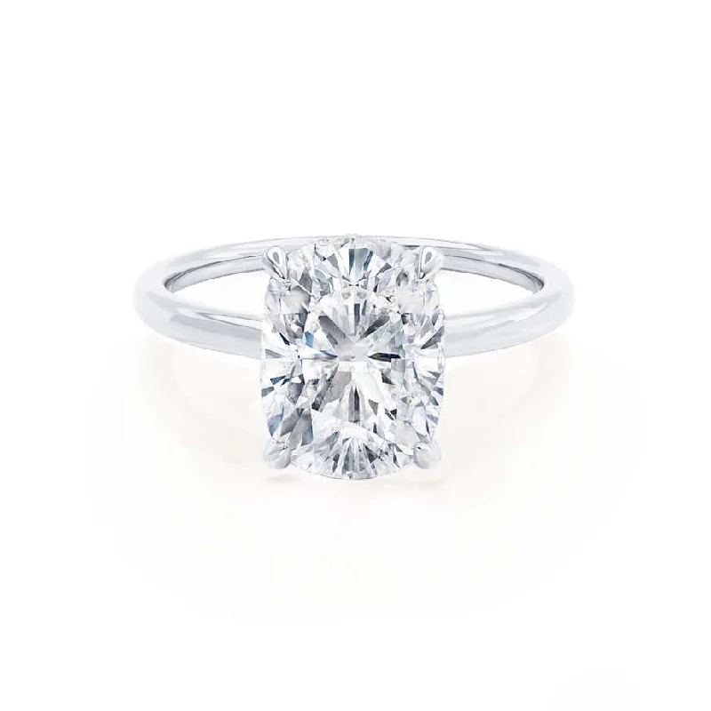 PARIS - Elongated Cushion Lab Diamond Platinum Hidden Halo