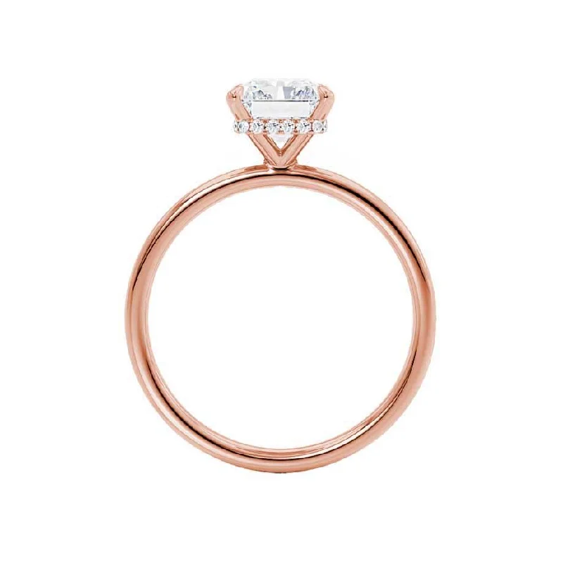 PARIS - Emerald Moissanite & Diamond 18k Rose Gold Hidden Halo