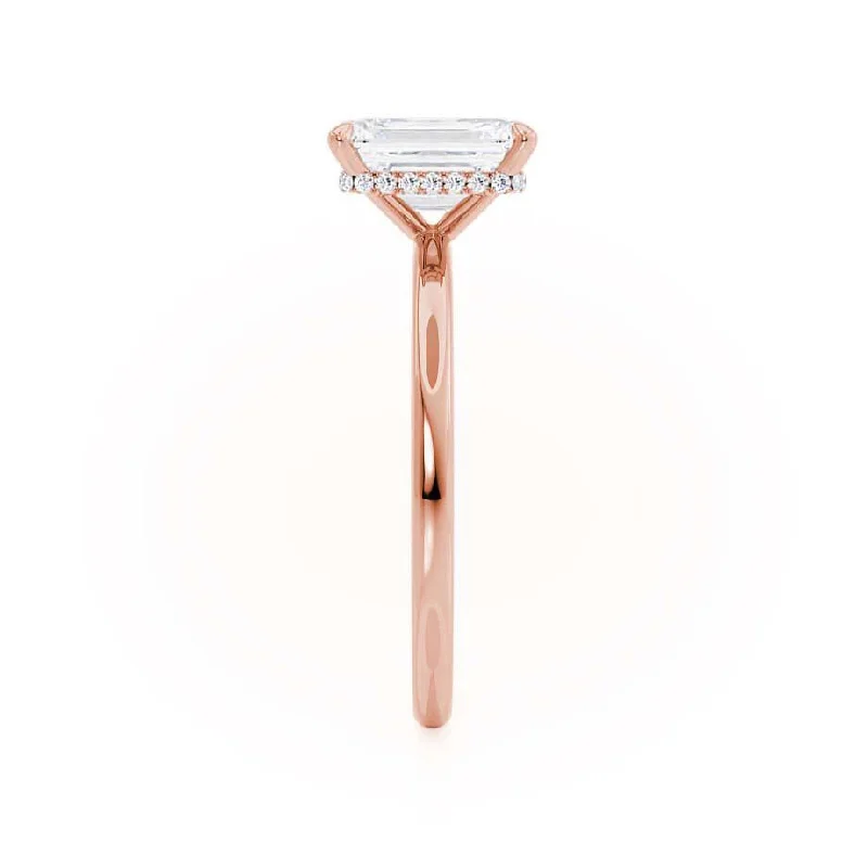 PARIS - Emerald Moissanite & Diamond 18k Rose Gold Hidden Halo