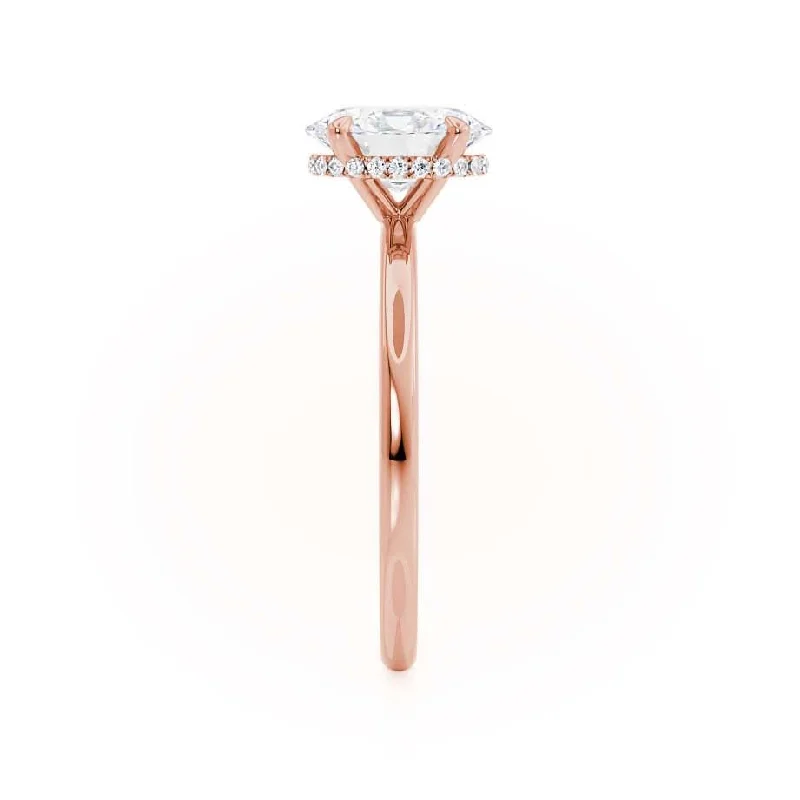 PARIS - Oval Moissanite & Diamond 18k Rose Gold Hidden Halo