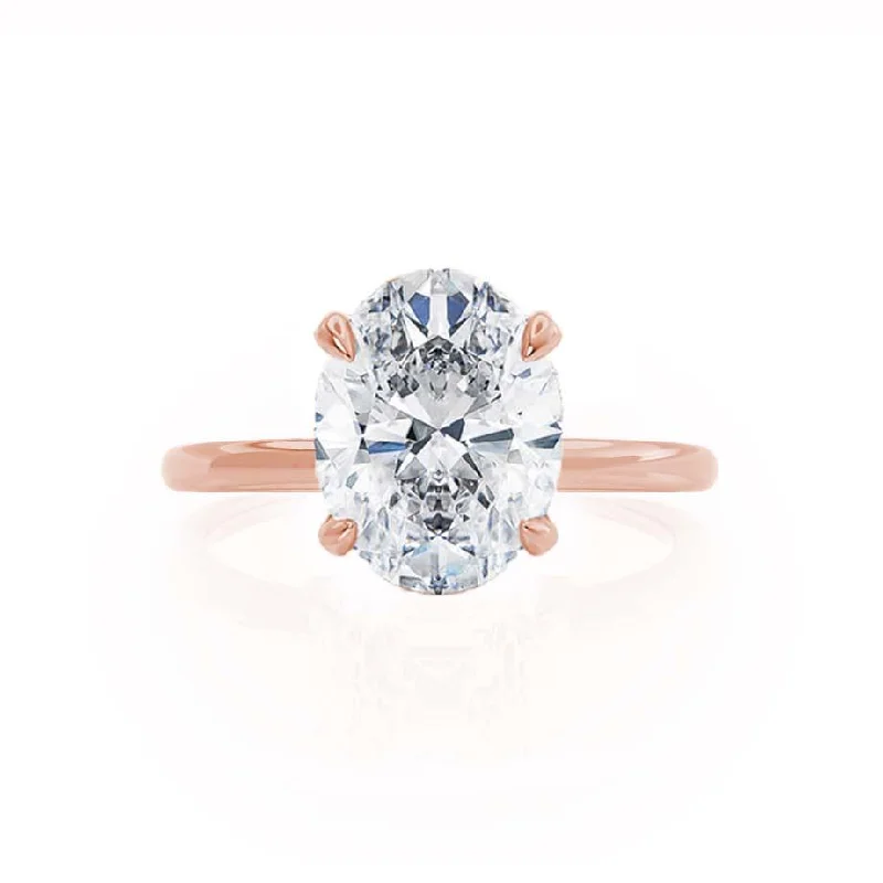 PARIS - Oval Moissanite & Diamond 18k Rose Gold Hidden Halo