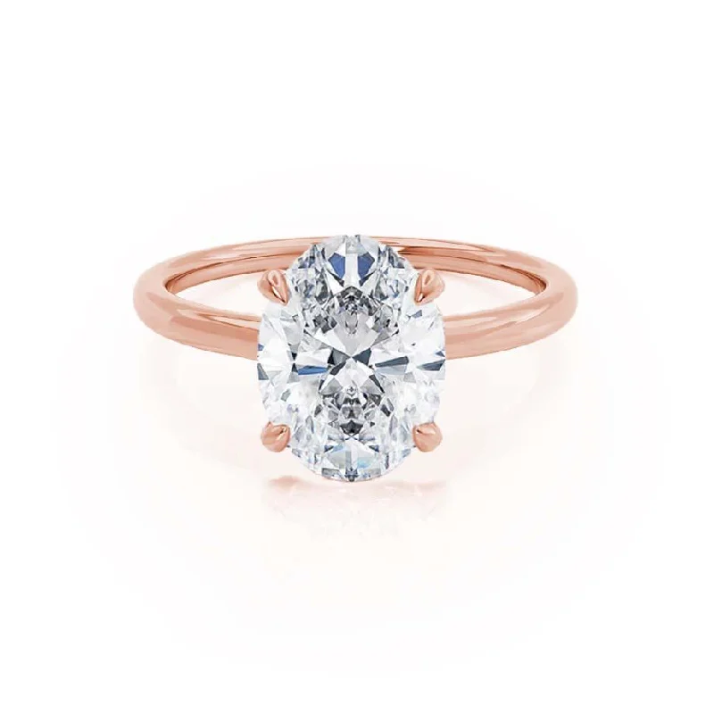 PARIS - Oval Moissanite & Diamond 18k Rose Gold Hidden Halo