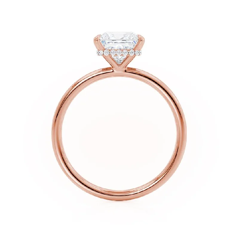 PARIS - Princess Moissanite & Diamond 18k Rose Gold Hidden Halo