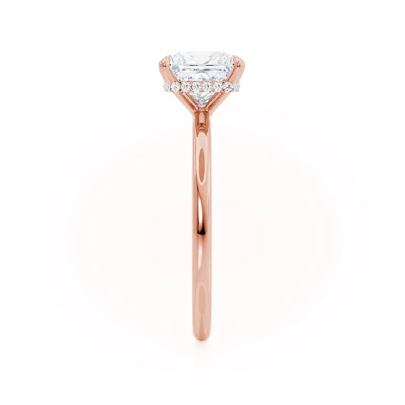 PARIS - Princess Moissanite & Diamond 18k Rose Gold Hidden Halo