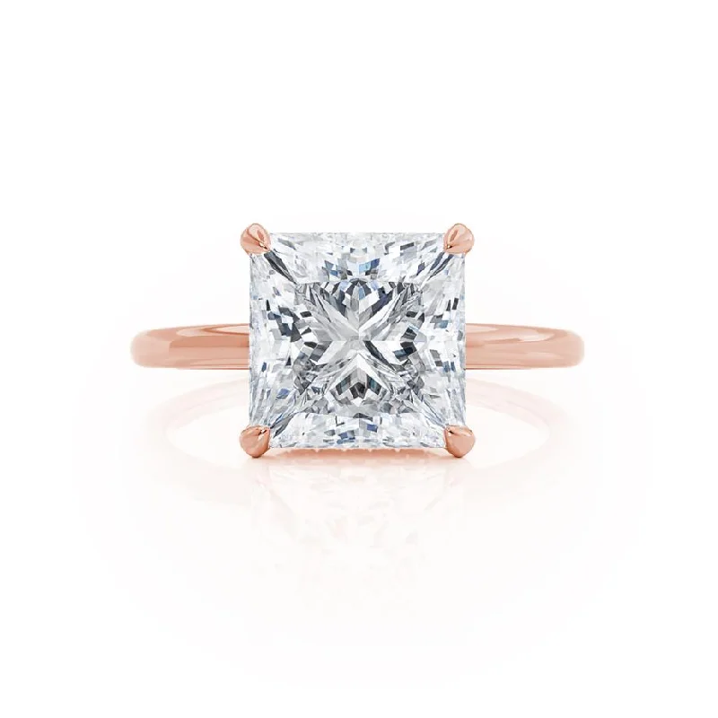 PARIS - Princess Moissanite & Diamond 18k Rose Gold Hidden Halo