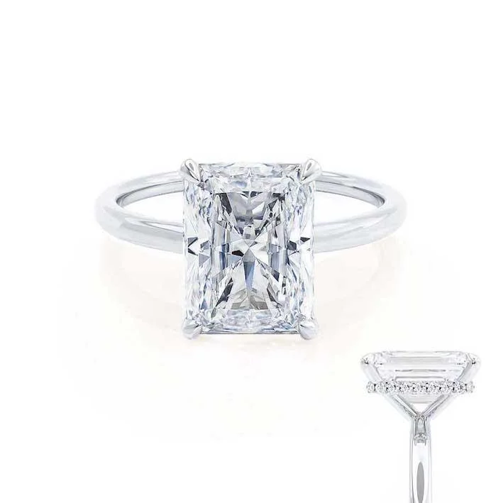 PARIS - Radiant Lab Diamond Platinum Hidden Halo Solitaire