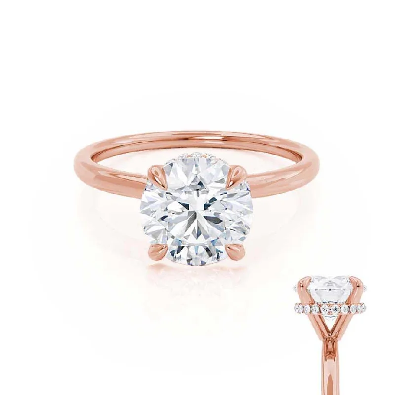 PARIS - Round Moissanite & Diamond 18k Rose Gold Hidden Halo