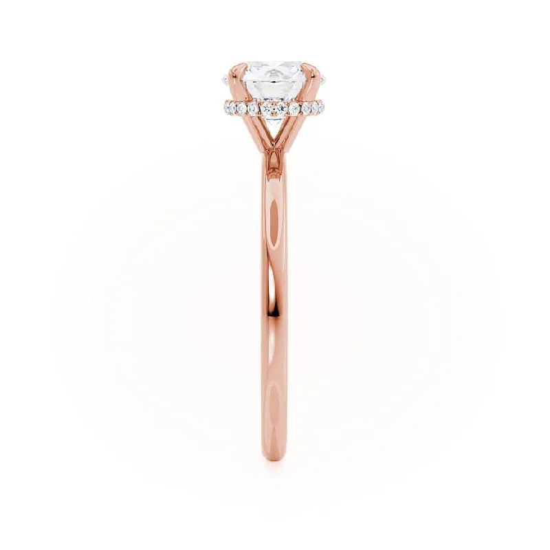 PARIS - Round Moissanite & Diamond 18k Rose Gold Hidden Halo