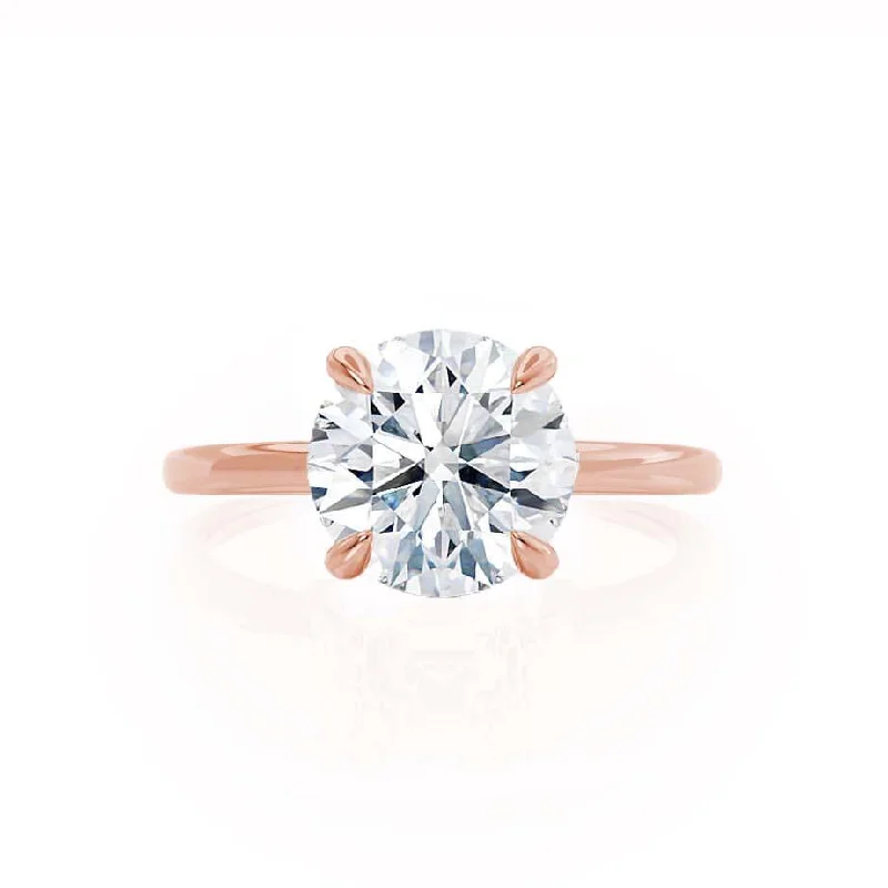 PARIS - Round Moissanite & Diamond 18k Rose Gold Hidden Halo