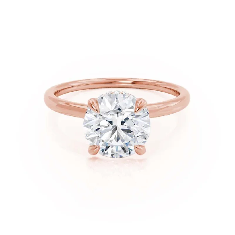 PARIS - Round Moissanite & Diamond 18k Rose Gold Hidden Halo