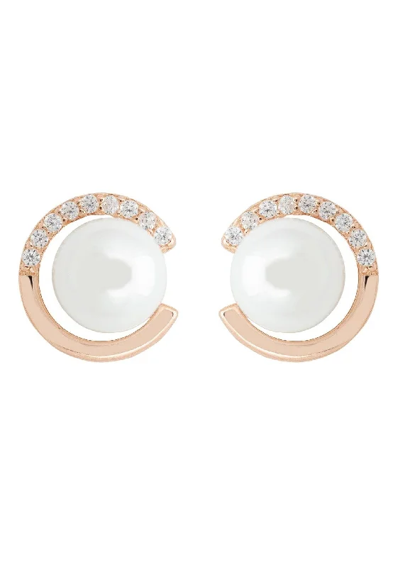 Pearl Halo Stud Earrings Rosegold