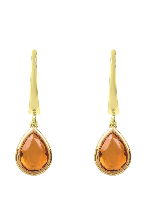 Pisa Mini Teardrop Earrings Gold Citrine