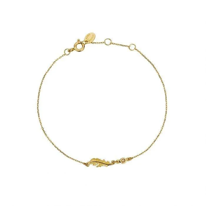 Alex Monroe 18ct Gold Teeny Tiny Plume Champagne Diamond Bracelet