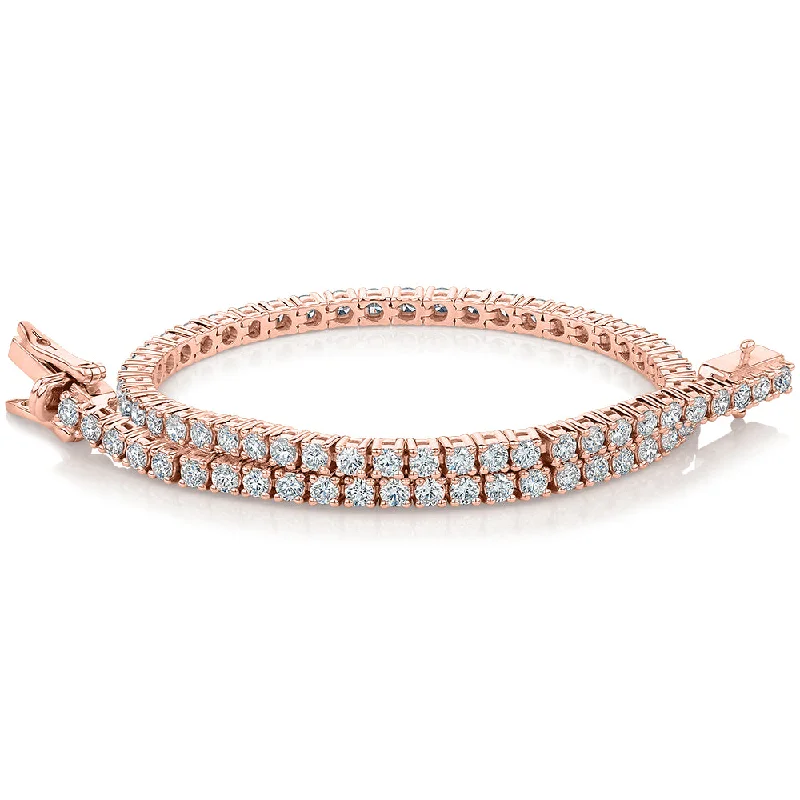 Premium Laboratory Created Diamond, 3 carat TW round brilliant tennis bracelet in 10 carat rose gold