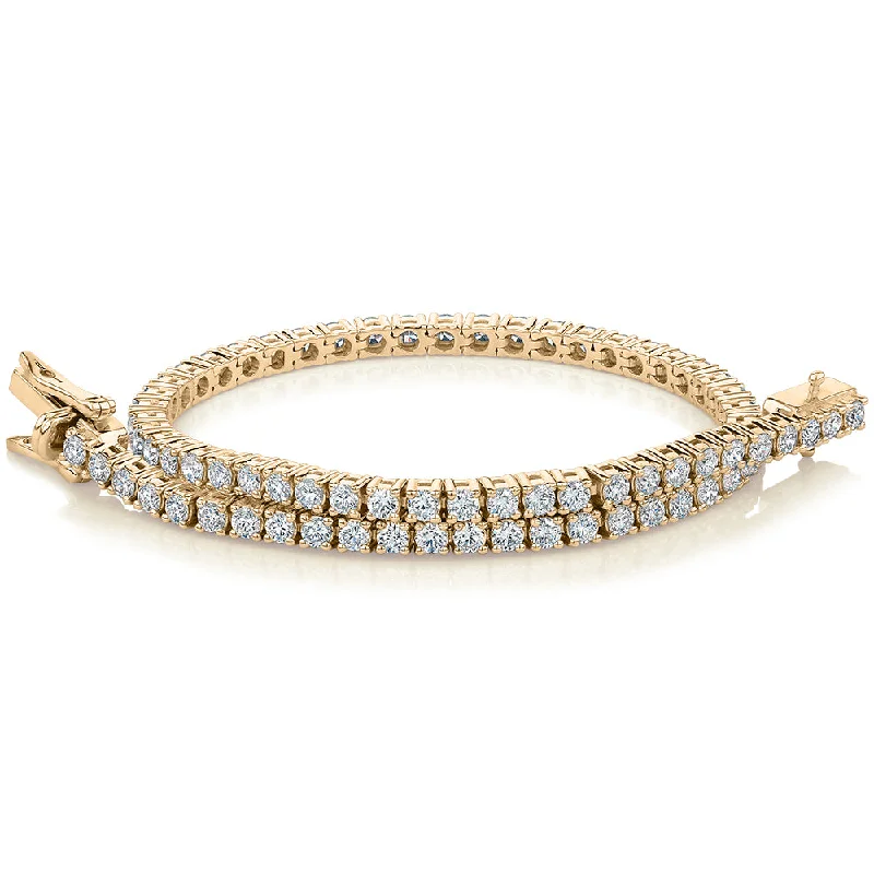 Premium Laboratory Created Diamond, 3 carat TW round brilliant tennis bracelet in 10 carat yellow gold