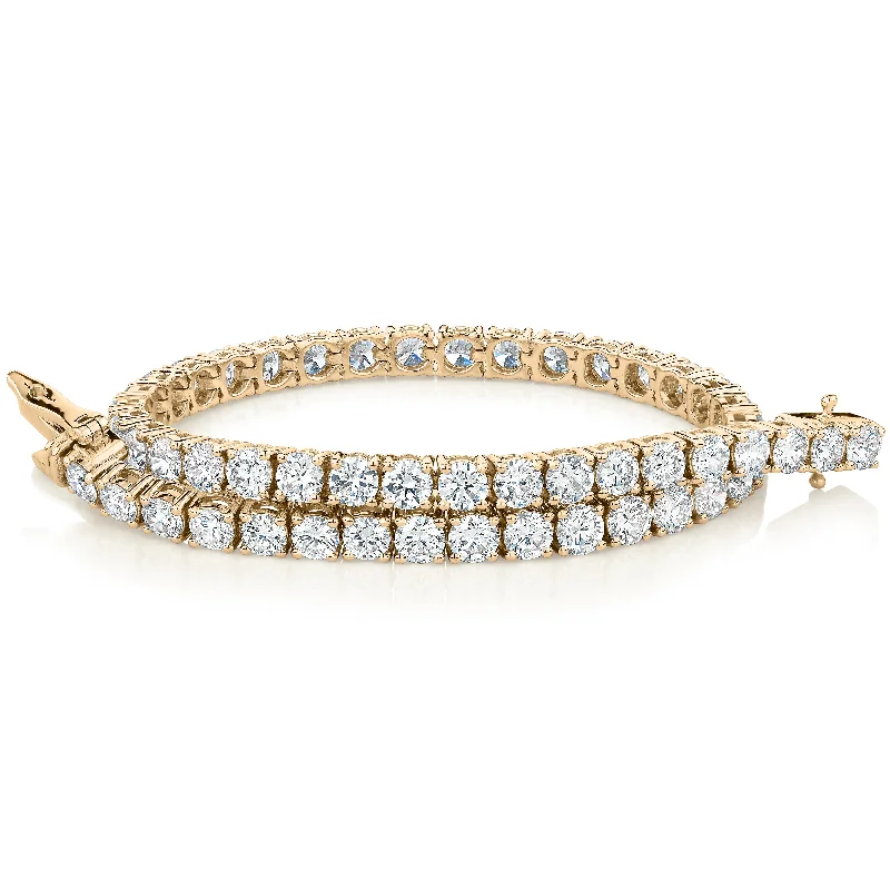 Premium Laboratory Created Diamond, 7 carat TW round brilliant tennis bracelet in 10 carat yellow gold