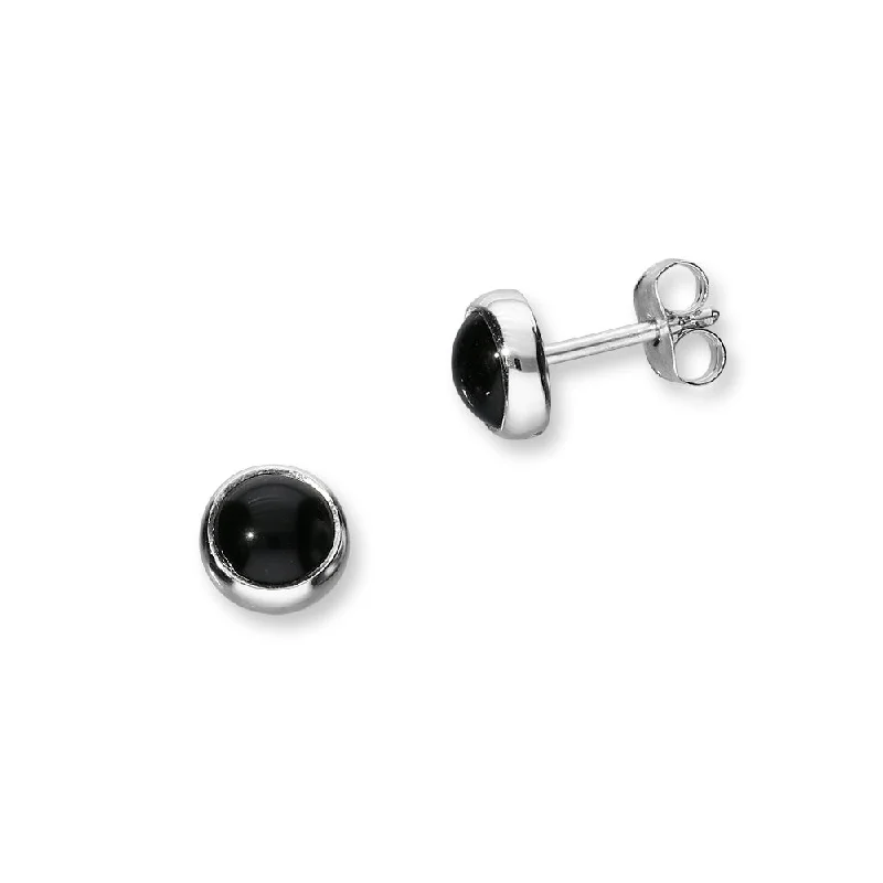 Retro Silver Earrings SE32 Onyx