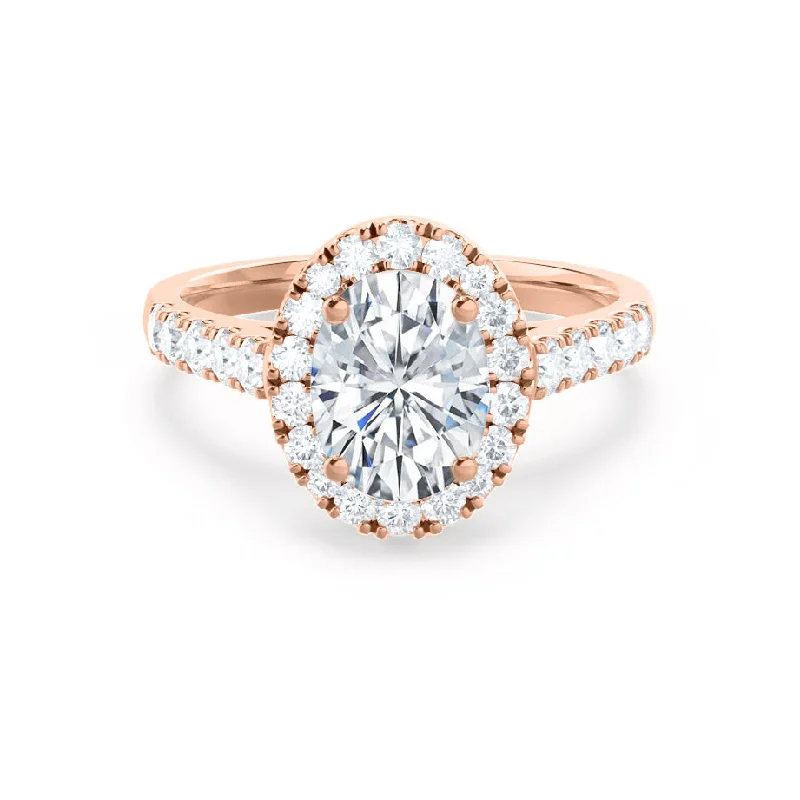 ROSA - Oval Moissanite & Diamond 18k Rose Gold Halo Ring