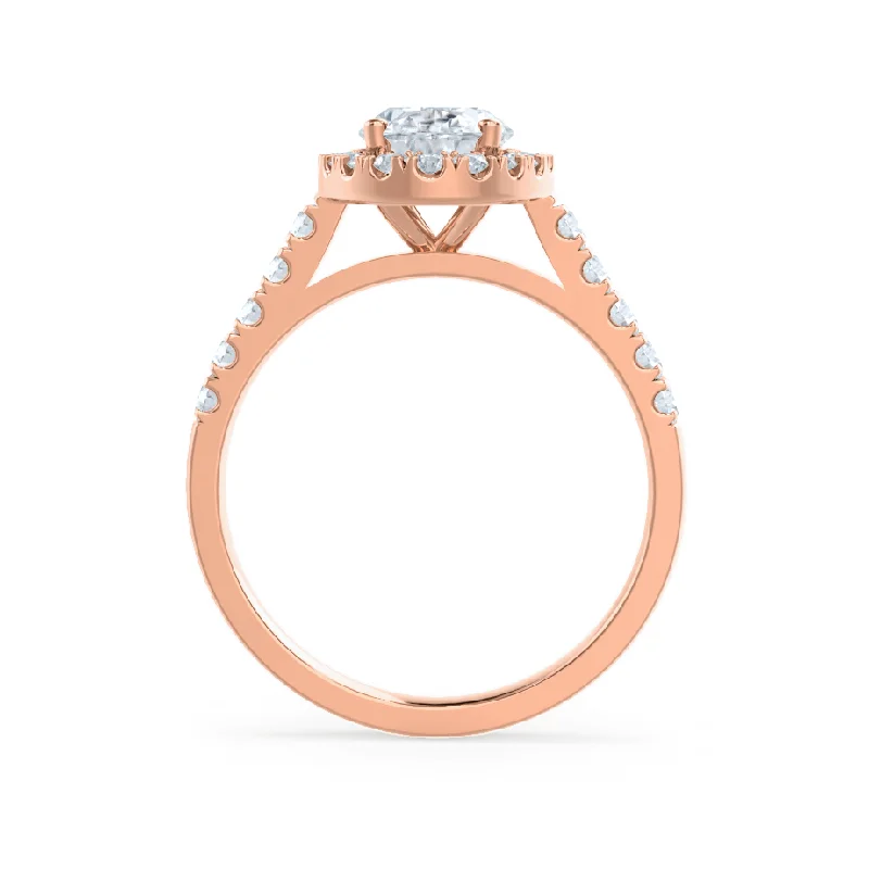 ROSA - Oval Moissanite & Diamond 18k Rose Gold Halo Ring