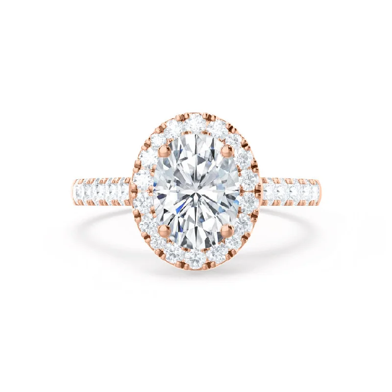 ROSA - Oval Moissanite & Diamond 18k Rose Gold Halo Ring