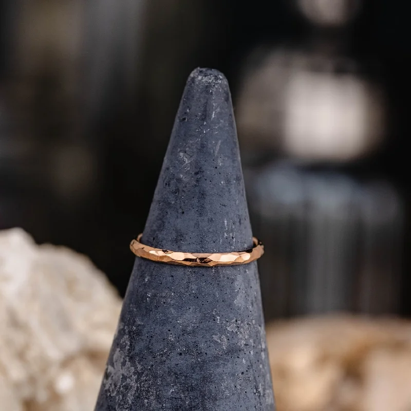 The Rosalind | 2mm Women's Hammered Rose Gold Stacking Ring