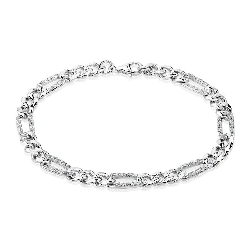 Round Brilliant bracelet with 0.88 carats* of diamond simulants in sterling silver