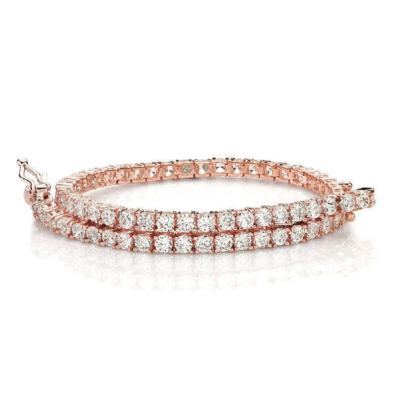 Round Brilliant tennis bracelet with 4.02 carats* of diamond simulants in 10 carat rose gold