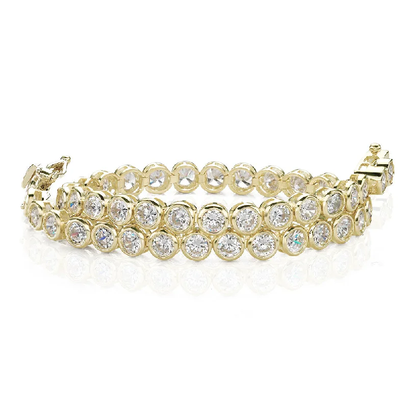 Round Brilliant tennis bracelet with 5.28 carats* of diamond simulants in 10 carat yellow gold