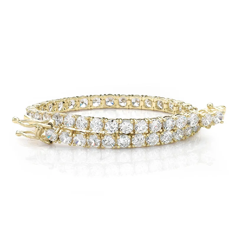 Round Brilliant tennis bracelet with 8.5 carats* of diamond simulants in 10 carat yellow gold