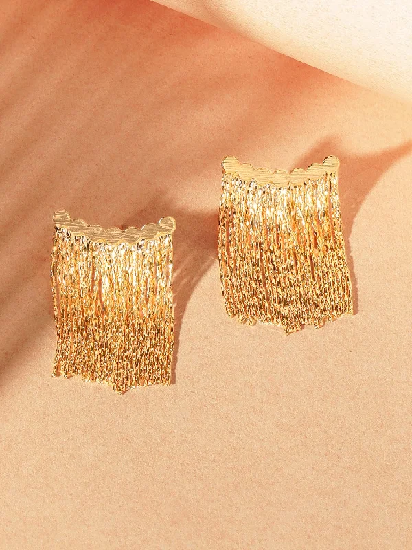 Rubans Golden Glitz Western Drop Earrings  A Dazzling Accent of Elegance