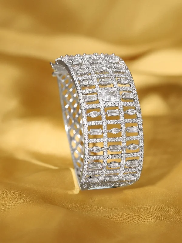 Rubans Silver-Plated Handcrafted White AD-Studded Bracelet