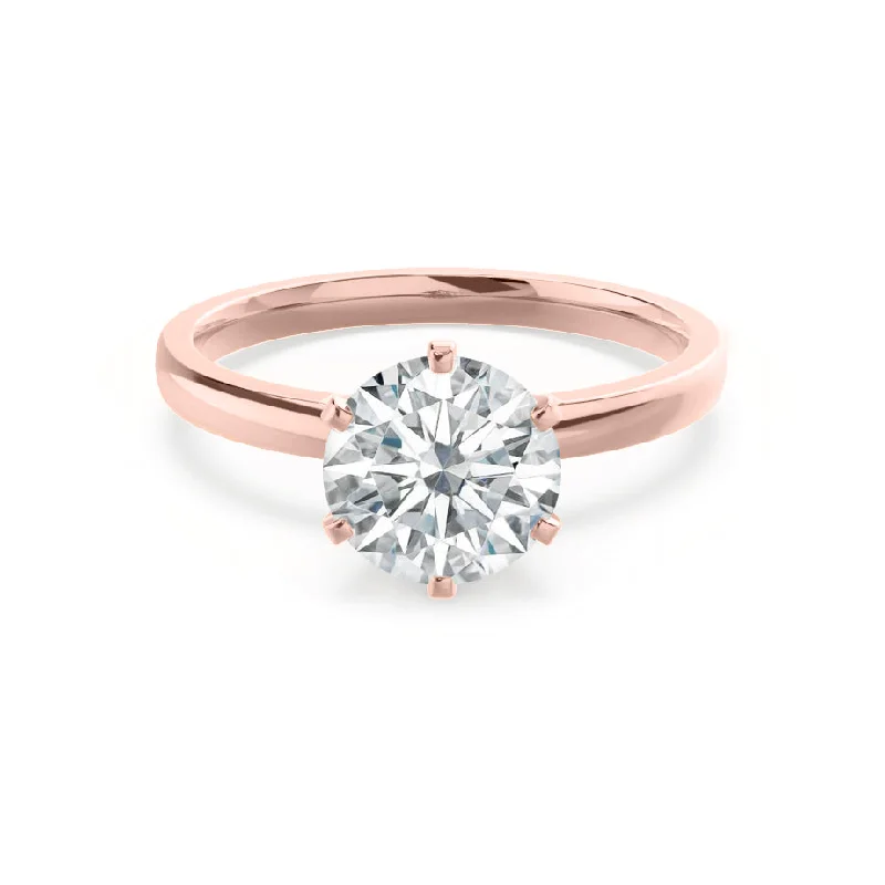 JULIET - Round Moissanite 18k Rose Gold Solitaire Ring