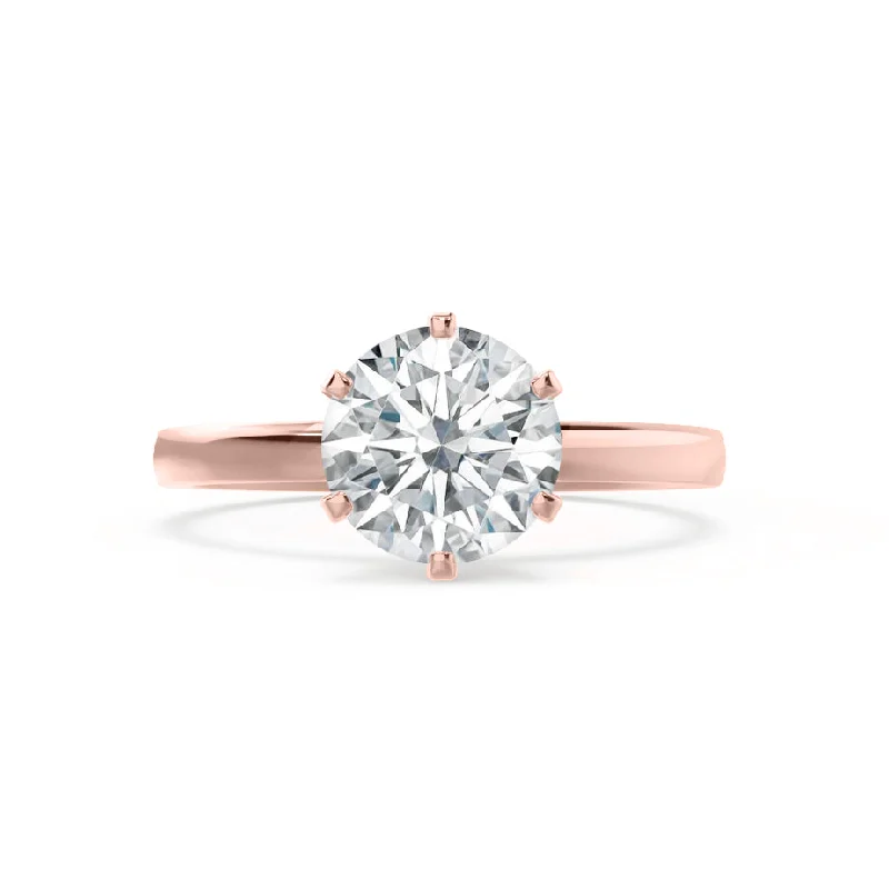 JULIET - Round Moissanite 18k Rose Gold Solitaire Ring