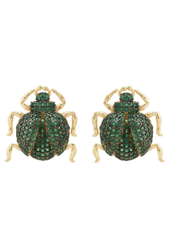 Scarab Large Bug Stud Earrings Gold