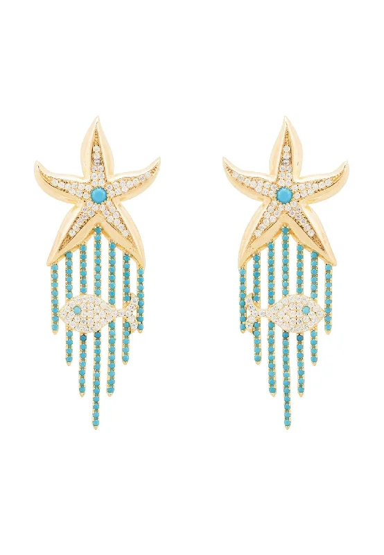 Siren Earrings Turquoise Gold