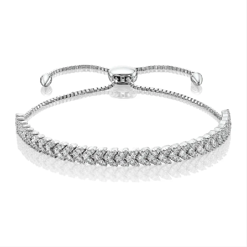 Slider bracelet with 1.44 carats* of diamond simulants in sterling silver