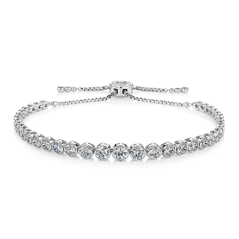 Slider bracelet with 5.79 carats* of diamond simulants in sterling silver