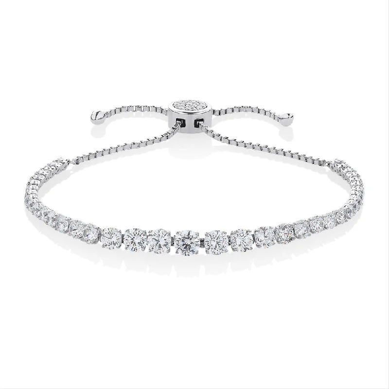 Slider bracelet with 5.97 carats* of diamond simulants in sterling silver